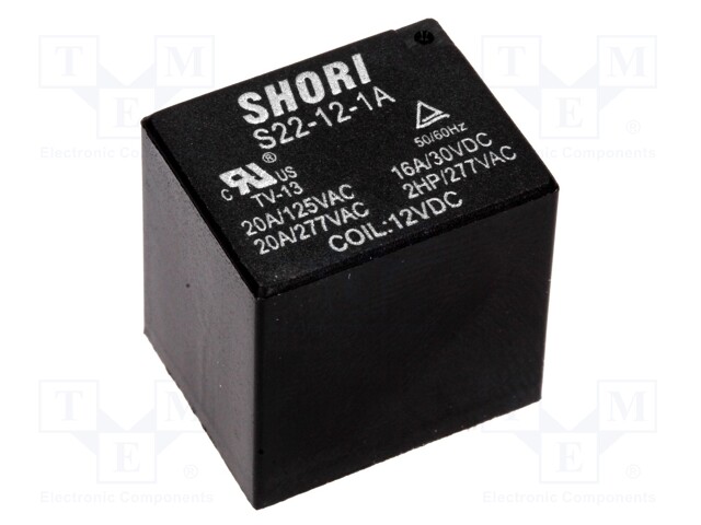 Relay: electromagnetic; SPST-NO; Ucoil: 12VDC; 17A/277VAC; 450mW
