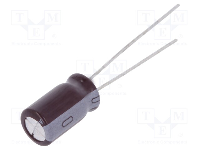 Capacitor: electrolytic; THT; 6.8uF; 50VDC; Ø5x11mm; Pitch: 2mm