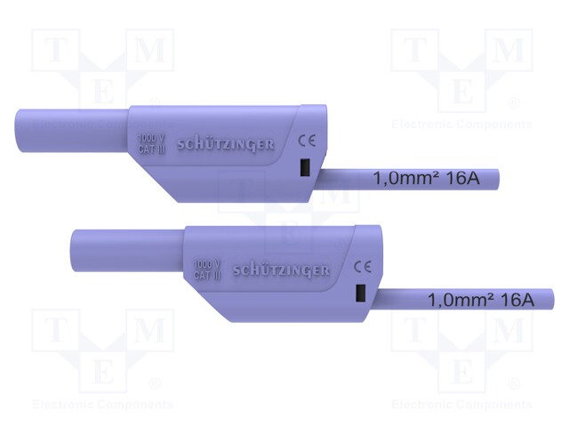 Test lead; 16A; banana plug 4mm,both sides; Urated: 1kV; Len: 1.5m