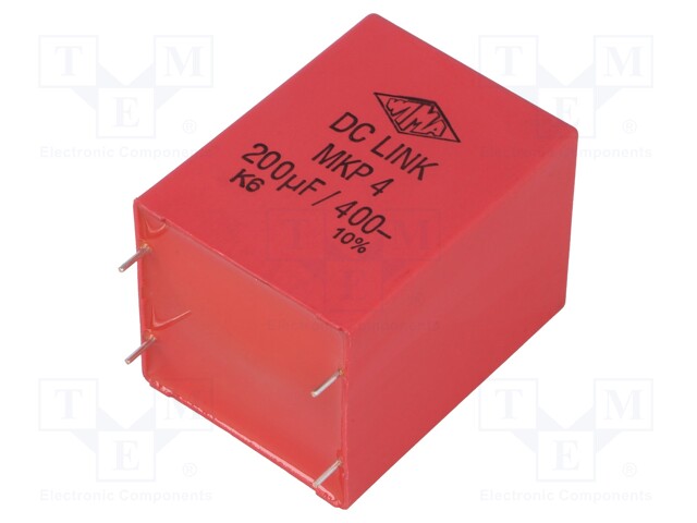 Capacitor: polypropylene; 200uF; 400V; ESR: 1.2mΩ; THT; ±10%; 8V/μs