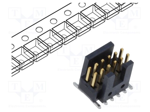 Connector: pin strips; male; PIN: 12; 1.27mm; gold-plated; SMT; reel