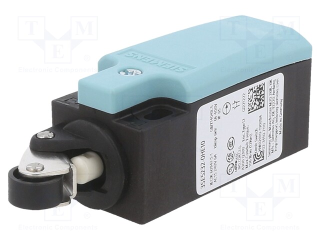 Limit switch; lever R 14mm, plastic roller Ø13mm; NO + NC; 10A