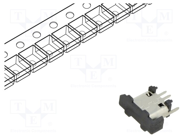 Socket; USB B micro; SMT; PIN: 5; vertical; USB 2.0; 1.8A