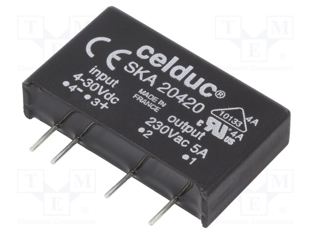 Relay: solid state; SPST-NO; Ucntrl: 4÷30VDC; 5A; 12÷275VAC