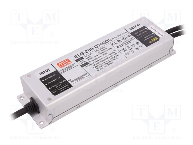 Power supply: switched-mode; LED; 150.5W; 142÷286VDC; 700mA; IP67