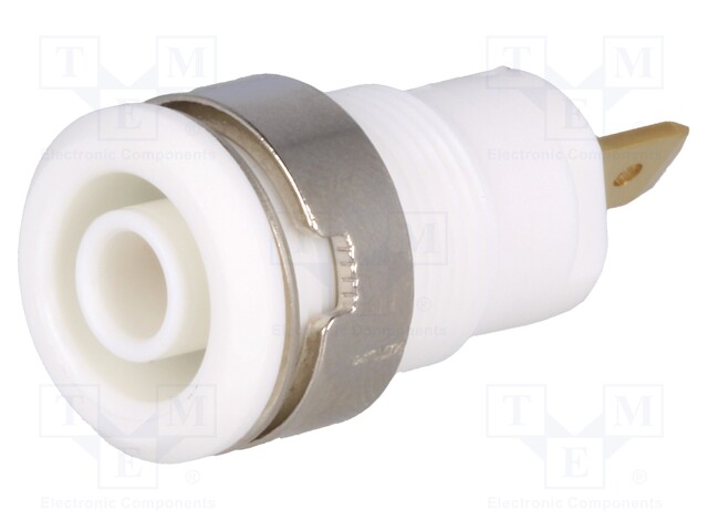 Socket; 4mm banana; 24A; 1kV; Cutout: Ø12.2mm; white; gold-plated