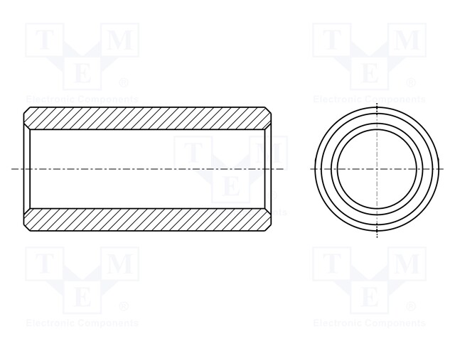 Spacer sleeve; 18mm; cylindrical; aluminium; Out.diam: 5mm