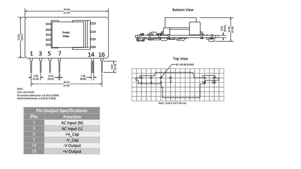 Converter: AC/DC; 10W; 85÷305VAC; Usup: 100÷430VDC; Uout: 5VDC; 76%