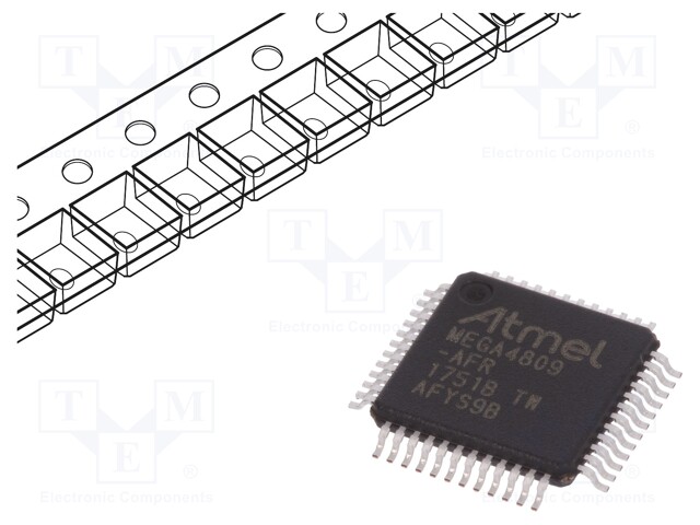 AVR microcontroller; EEPROM: 256B; SRAM: 6kB; Flash: 48kB; TQFP48