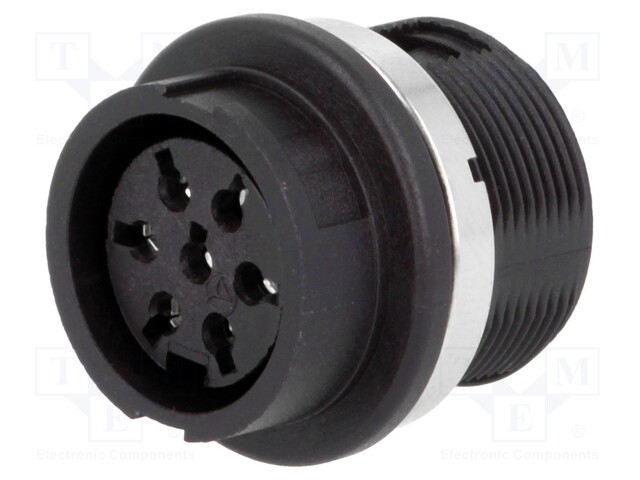 Socket; DIN; female; PIN: 7; Layout: 360°; soldering; 300V; 5A; 0.5mm2