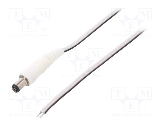 Cable; wires,DC 5,5/1,7 plug; straight; 0.5mm2; white; 1.5m