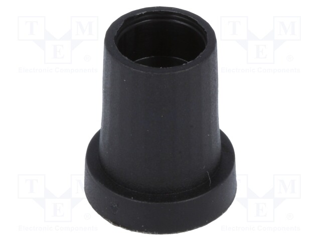 Knob; conical; thermoplastic; Shaft d: 6mm; Ø14x18mm; black