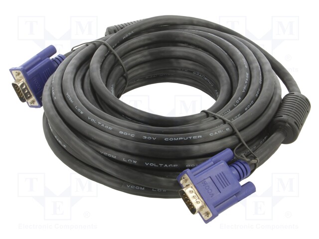 Cable; D-Sub 15pin HD plug,both sides; black; 10m; Øcable: 8mm