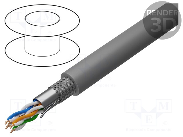 Wire; SF/UTP; 5e; solid; Cu; 4x2x24AWG; LSZH; violet; 500m