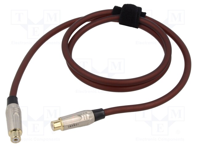 Cable; RCA socket,both sides; 1m; Plating: gold-plated; brown