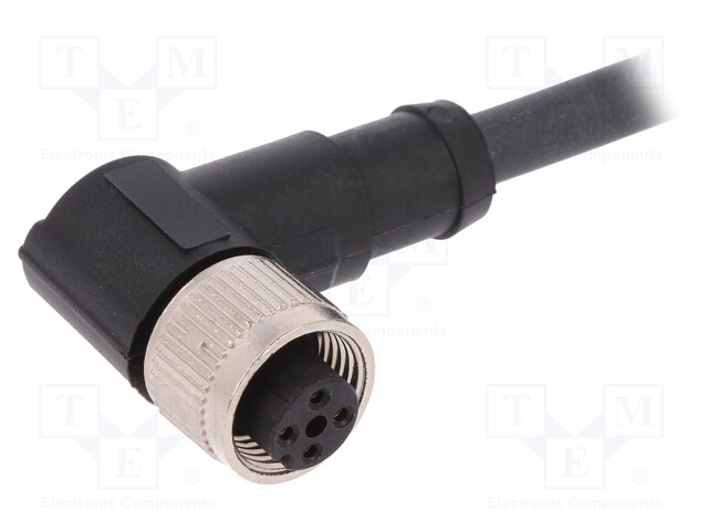 Connection lead; M12; PIN: 4; angled; 10m; plug; 250VAC; 4A; -25÷80°C