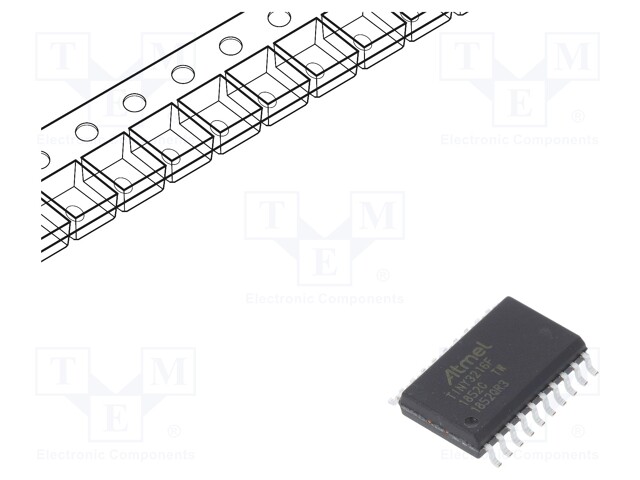 AVR microcontroller; EEPROM: 256B; SRAM: 2kB; Flash: 32kB; SO20