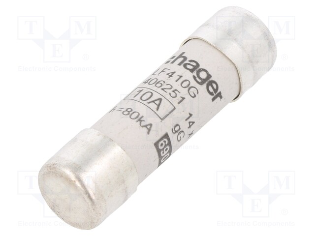 Fuse: fuse; gG; 10A; 690VAC; cylindrical,industrial; 14x51mm