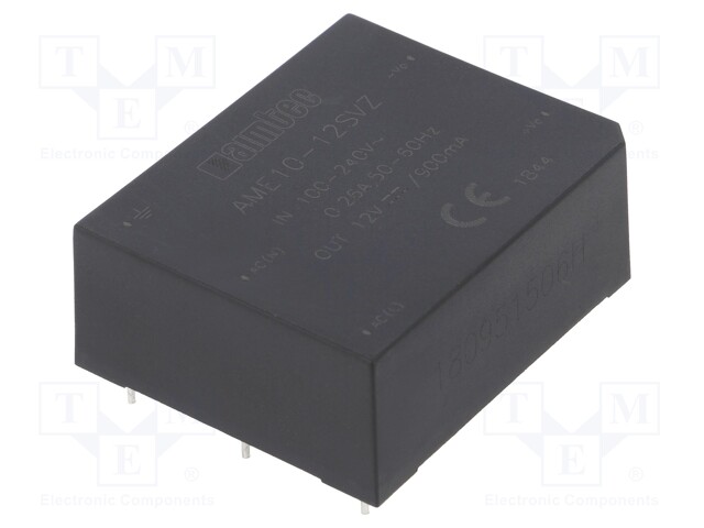 Converter: AC/DC; 10.8W; Uout: 12VDC; Iout: 0.9A; 80%; Mounting: PCB