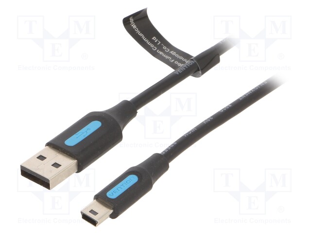 Cable; USB 2.0; USB A plug,USB B mini plug; nickel plated; 1.5m