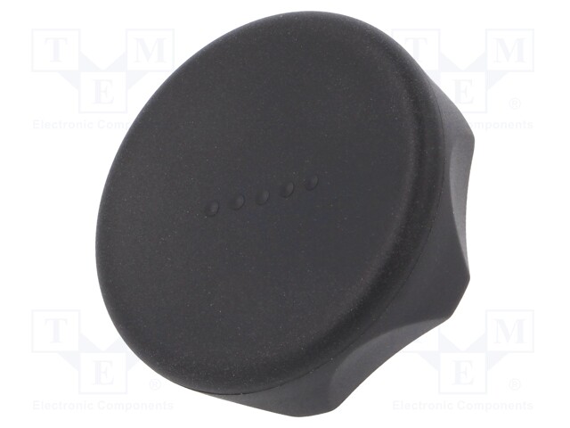 Knob; Dia: 45mm; H: 26mm; technopolymer (PA); black; Cap: black