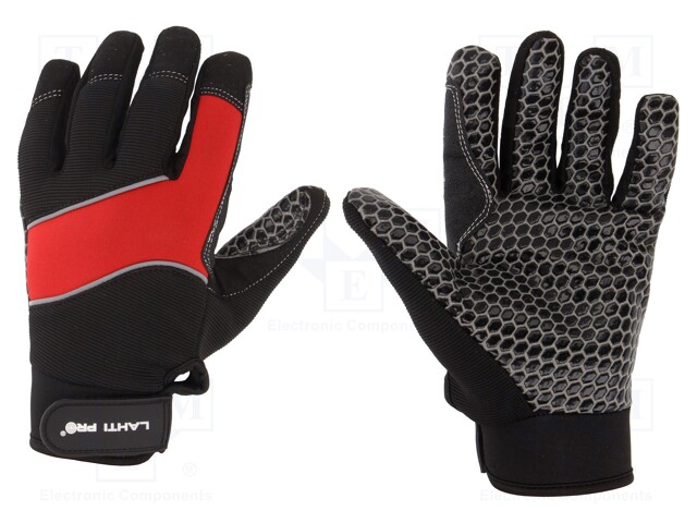 Protective gloves; Size: 11; black-red; microfiber,plastic