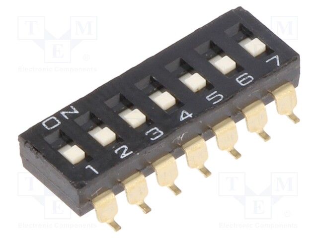 Switch: DIP-SWITCH; Poles number: 7; ON-OFF; 0.025A/24VDC; Pos: 2