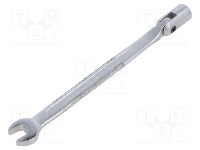 Wrench; combination swivel head socket,with joint; L: 170mm