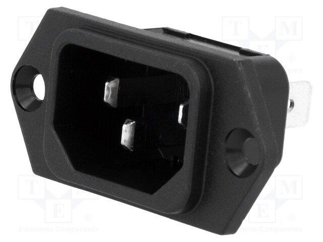 Connector: AC supply; socket; male; 10A; 250VAC; IEC 60320; C14 (E)