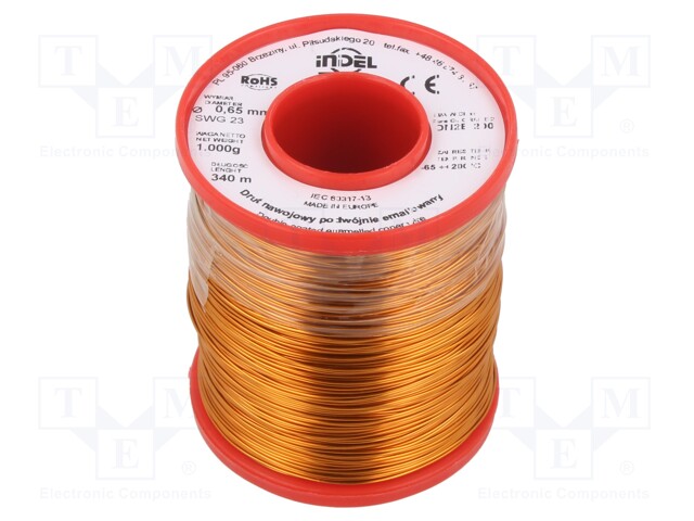 Coil wire; double coated enamelled; 0.65mm; 1kg; -65÷200°C