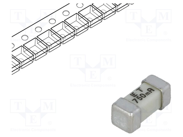 Fuse: fuse; time-lag; 750mA; 125V; SMD; ceramic; Case: 2410; 454