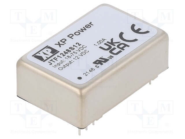 Isolated Board Mount DC/DC Converter, 4:1 Input, ITE, 1 Output, 12 W, 12 V, 1 A