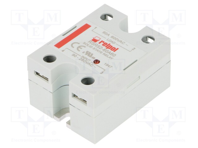 Relay: solid state; Ucntrl: 90÷280VAC; 60A; 48÷660VAC; -30÷80°C