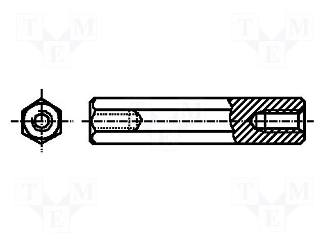 Screwed spacer sleeve; polyamide; M2,5; 15mm; Colour: black