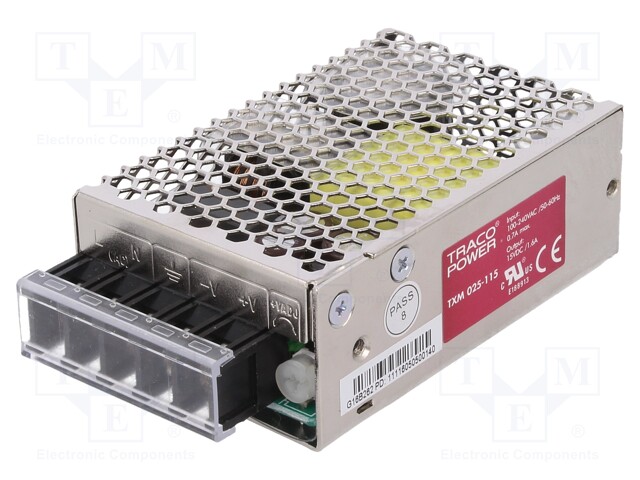 Power supply: switched-mode; modular; 25W; 15VDC; 79x51x28.8mm