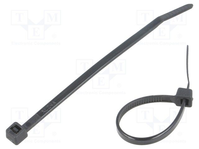 Cable tie; L: 100mm; W: 3.6mm; polyamide; 177N; black; Ømax: 21mm