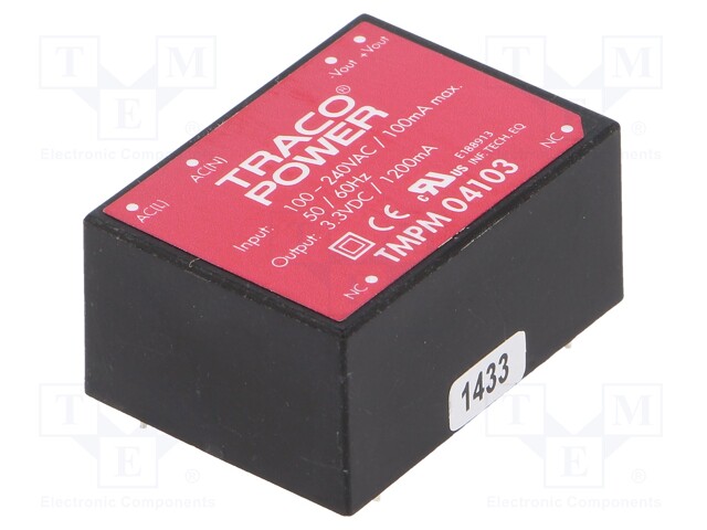 Converter: AC/DC; 4W; Uout: 3.3VDC; Iout: 1200mA; 70%; Mounting: PCB