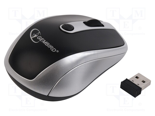 Optical mouse; black,silver; USB A; wireless; No.of butt: 4; 10m