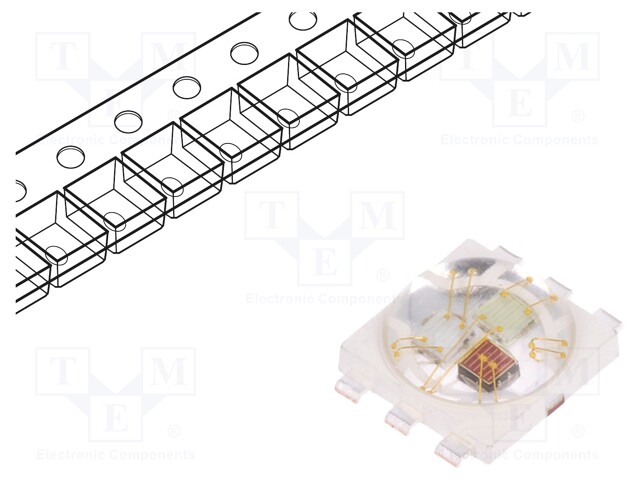 Power LED; RGB; Pmax: 3W; 140°; 4x4x1.85mm; Case: PLCC6; SMD; 47÷55lm