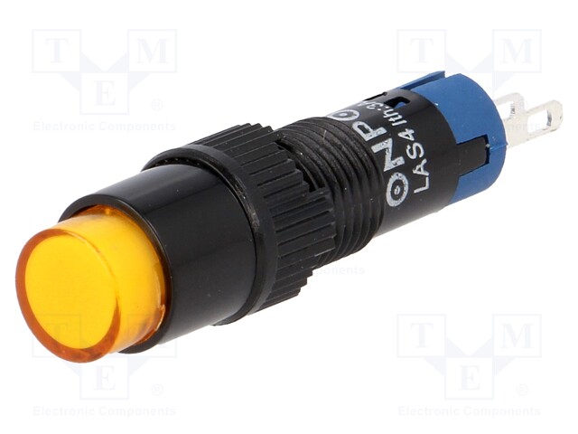 Switch: push-button; Pos: 2; SPDT; 0.5A/250VAC; 1A/24VDC; orange