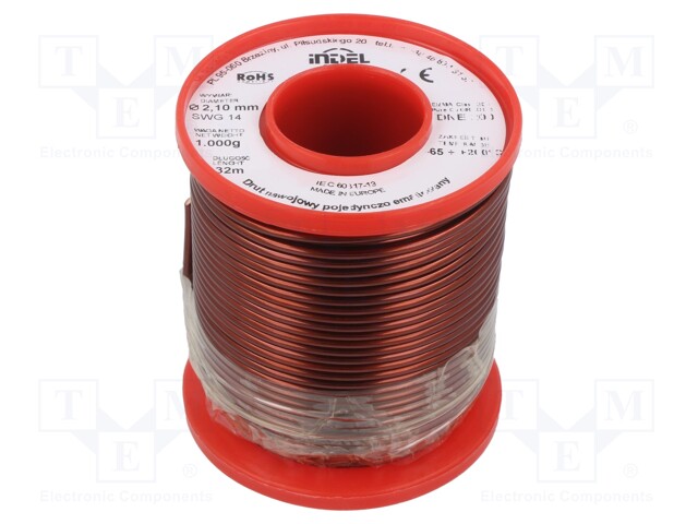 Coil wire; single coated enamelled; 2.1mm; 1kg; -65÷200°C