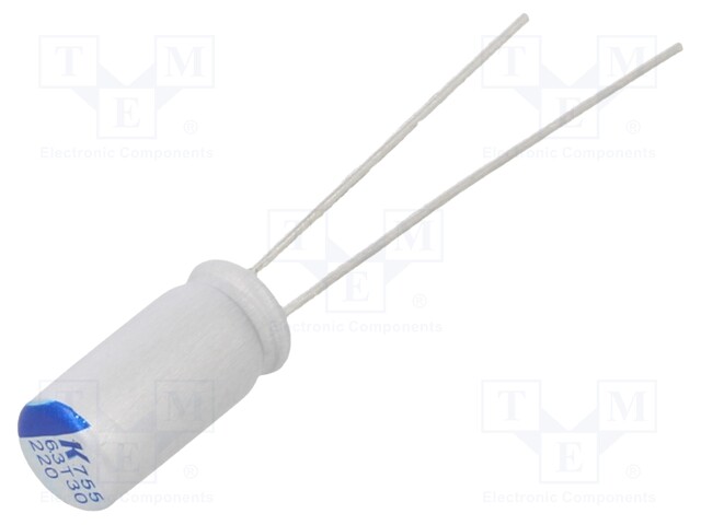 Polymer Aluminium Electrolytic Capacitor, 220 µF, 6.3 V, Radial Leaded, A755 Series, 0.018 ohm