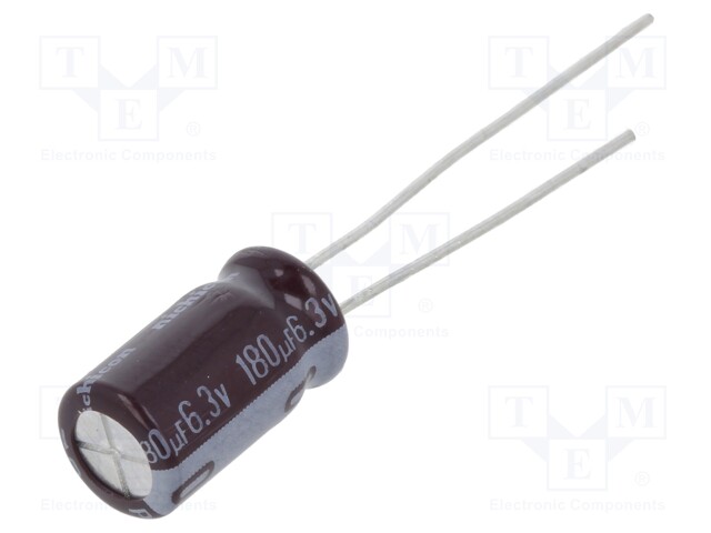 Capacitor: electrolytic; low impedance; THT; 180uF; 6.3VDC; ±20%