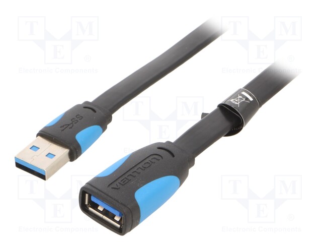 Cable; USB 3.0; USB A socket,USB A plug; tinned; 1m; black-white