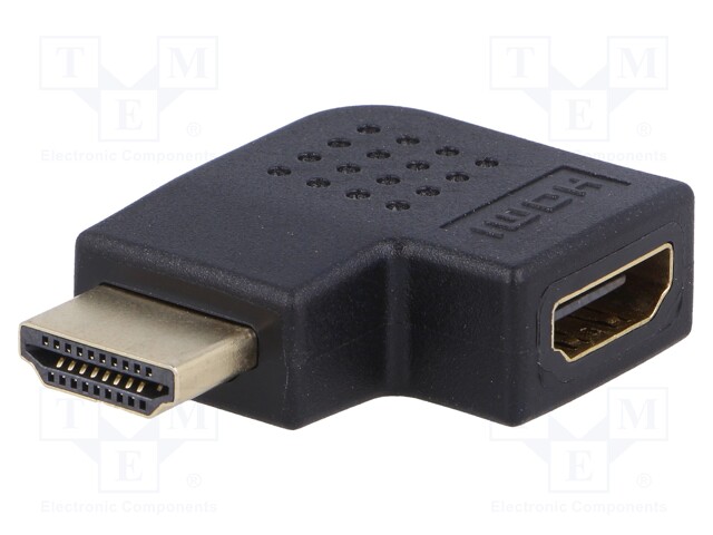 Adapter; HDMI 1.4; HDMI socket 90°,HDMI plug; Colour: black