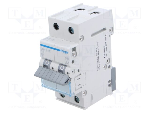 Circuit breaker; 230/400VAC; Inom: 16A; Poles: 2; DIN; Charact: B