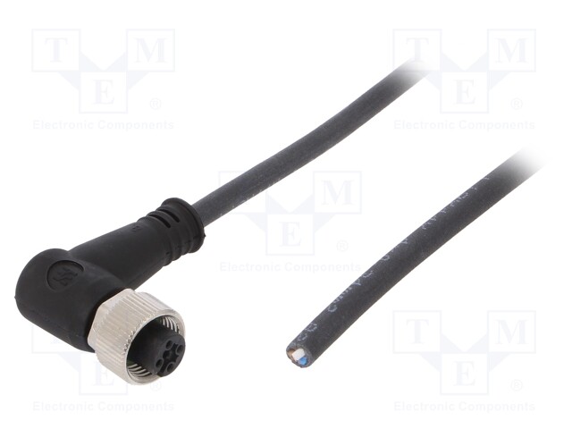 Connection lead; M12; PIN: 4; angled; 3m; plug; 250VAC; 4A; -25÷80°C