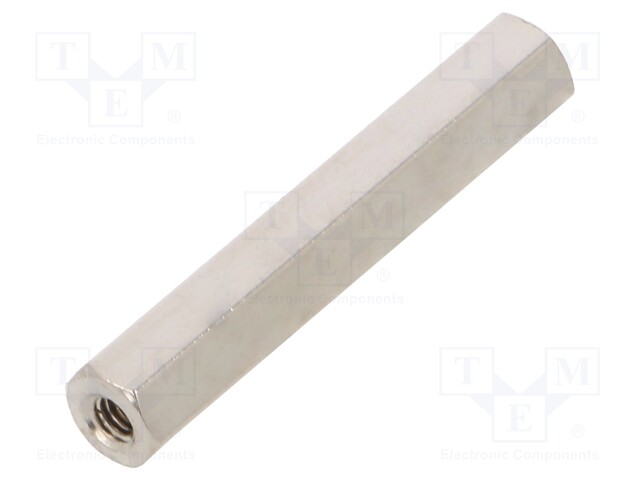 Screwed spacer sleeve; Int.thread: M2,5; 30mm; hexagonal; brass