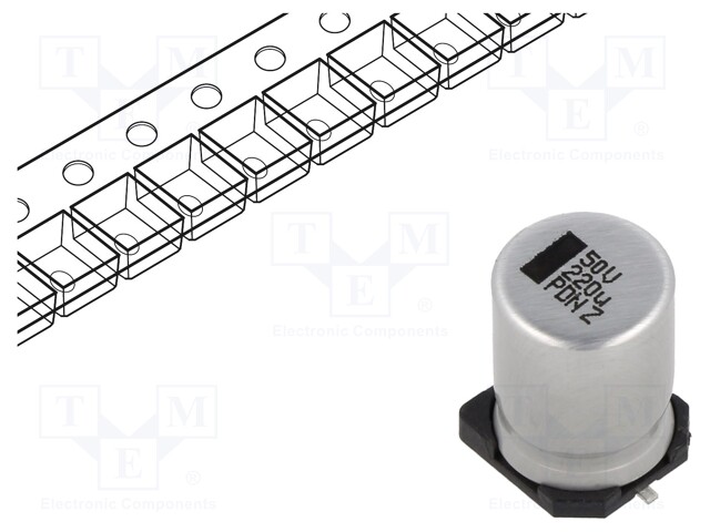 Capacitor: electrolytic; 50uF; 50VDC; 10x10x14mm; ±20%; -40÷105°C