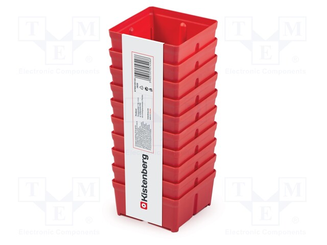 Container: cuvette; red; 105x105x50mm; 10pcs; TAGER BOX; low